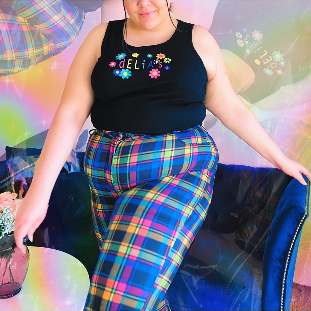 🍭🌈💫Rainbow Plaid Pants Delias Curve Plus Size